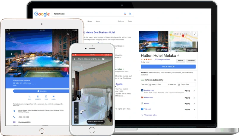Google Virtual Tour of Hatten Hotel Melaka displayed on various devices in visible one