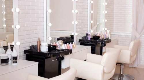 Image of the interior of a beauty salon. in visible one3