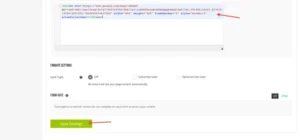 Paste code in the Page Source and save in visible one